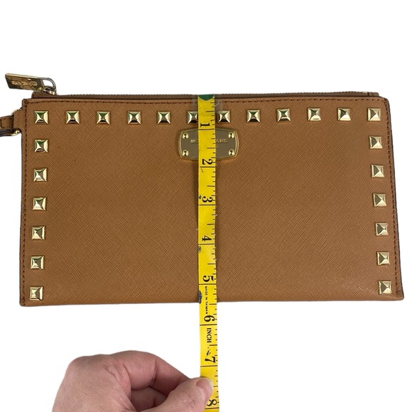 Michael Kors Acorn Sandrine Studded Saffiano Leather Wristlet - Picture 13 of 16